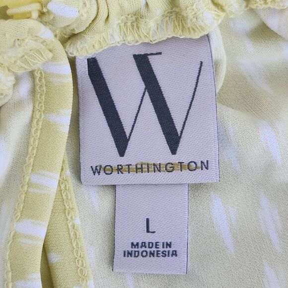 Worthington Yellow Print Halter Style Blouse Size Large NWOT Yellow Print Top - Picture 7 of 11